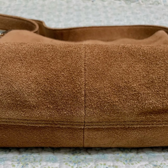 Haute Hippie Tan Suede Fringe Bag Shoulder Bag 12”x11” Boho - Picture 4 of 11